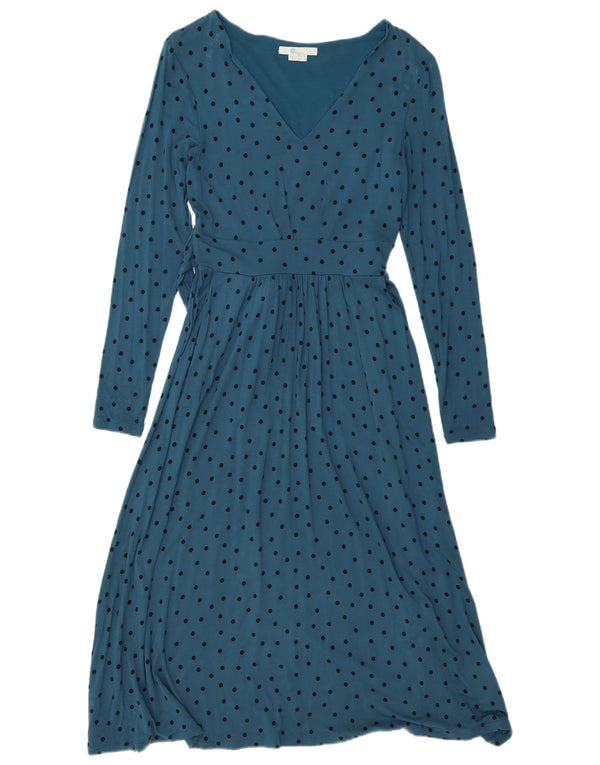 BODEN Vestido largo de manga larga para mujer UK 8 Small Viscosa de lunares azules