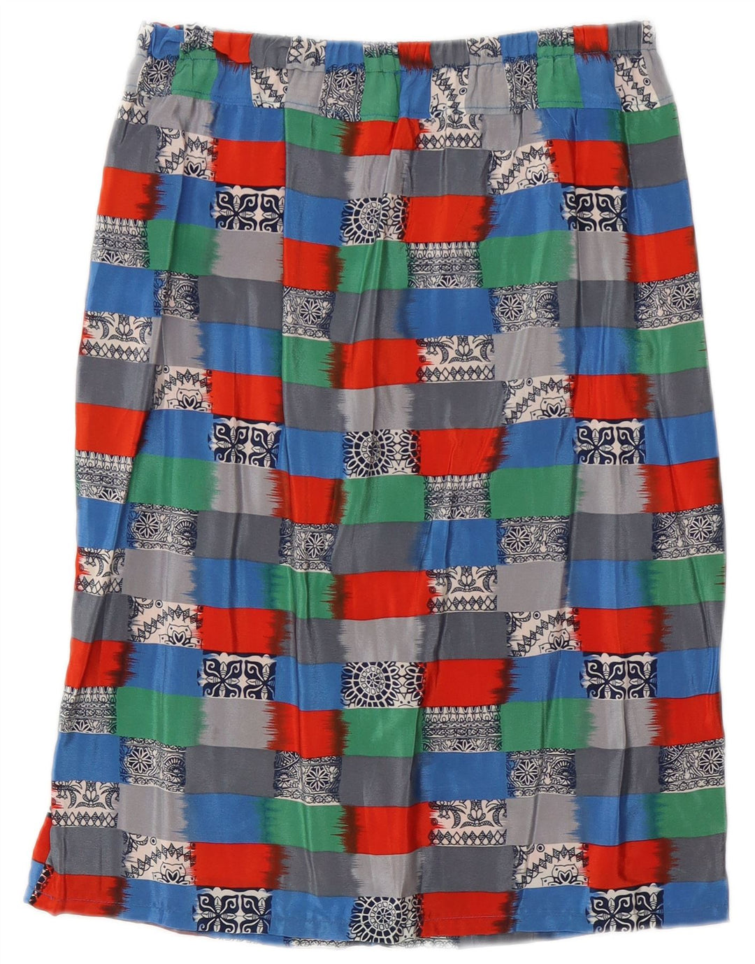 Falda recta vintage para mujer W30 medio multicolor geométrico