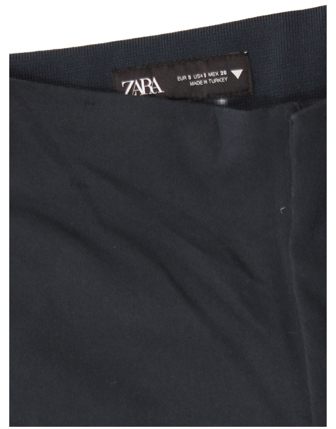 Zara Mujer Pantalón Capri Pequeño W26 L19 Azul Marino Viscosa
