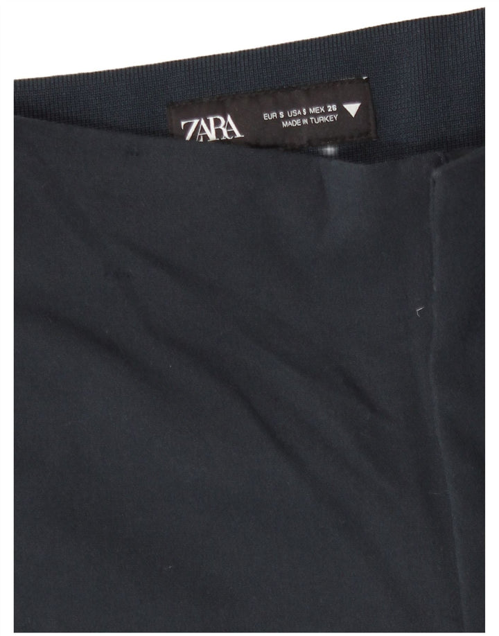 Zara Mujer Pantalón Capri Pequeño W26 L19 Azul Marino Viscosa