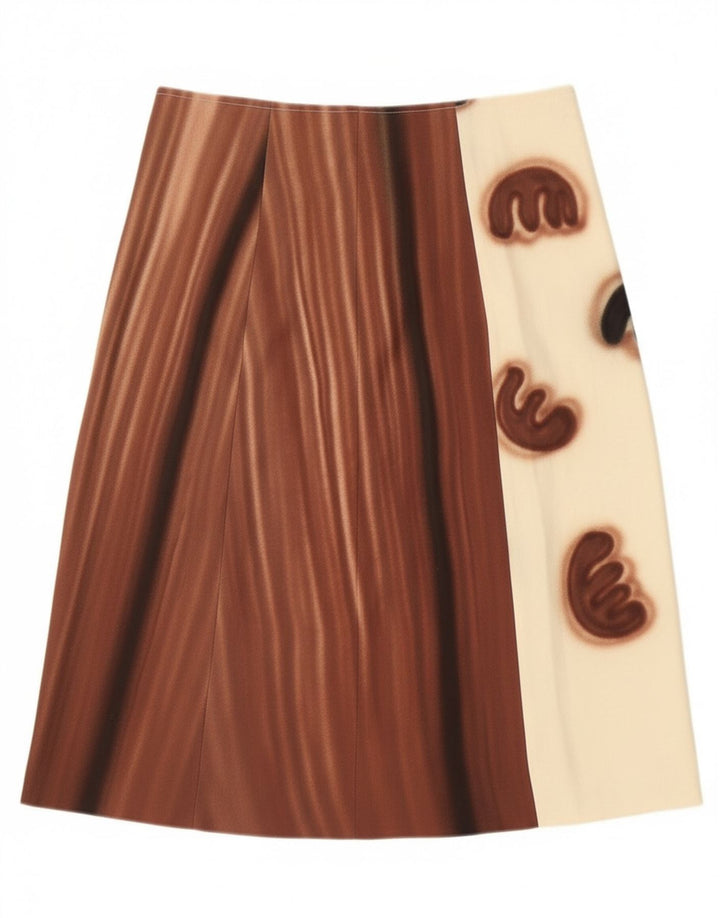 Falda evasé vintage para mujer W30 Bloque de color blanco medio