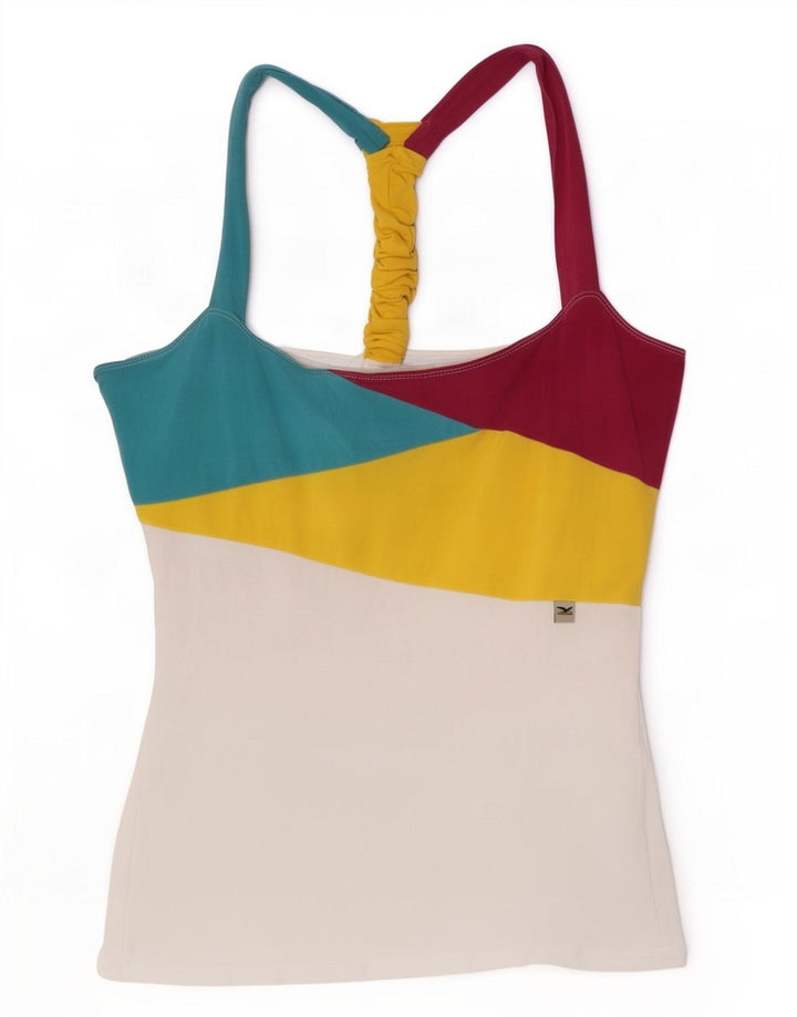 SALEWA Top Halter para Mujer UK 10 Small Blanco Colorblock Algodón