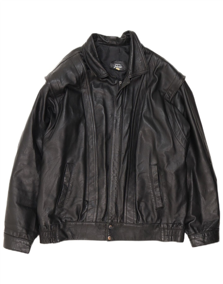 VINTAGE Chaqueta de cuero para hombre Reino Unido 40 Cuero negro grande