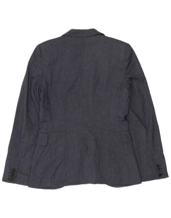 Zara Mujer Chaqueta Blazer De 1 Botón UK 10 Small Poliéster Azul Marino