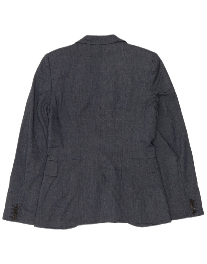 Zara Mujer Chaqueta Blazer De 1 Botón UK 10 Small Poliéster Azul Marino