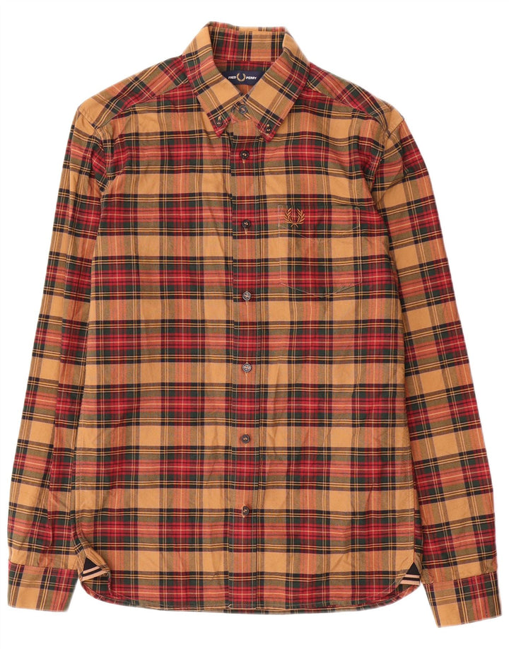 Camisa Fred Perry Hombre Small Marrón Cuadros Algodón