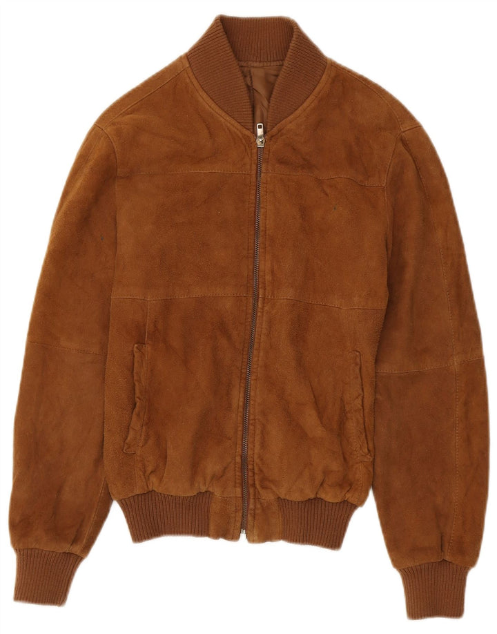 Vintage mujer bombardero ante chaqueta IT 40 pequeño marrón