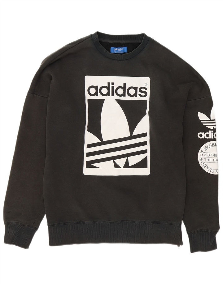 Adidas Hombre Graphic Sudadera Jumper Pequeño Gris Algodón