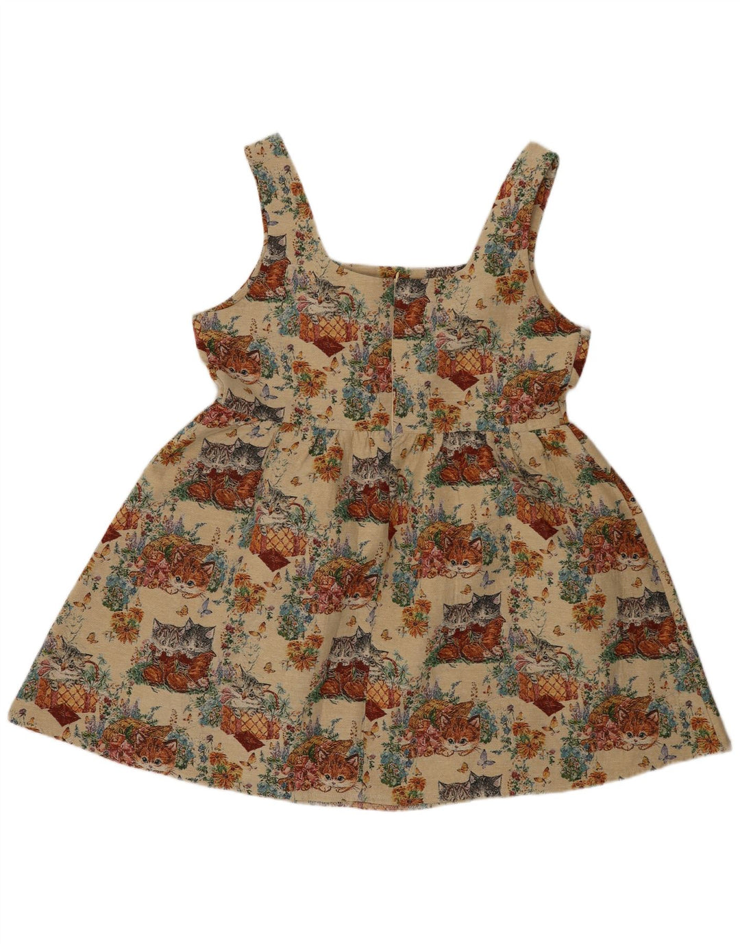 Cider Minivestido retro sin mangas para mujer, talla 40, XL, color beige, poliéster, gato