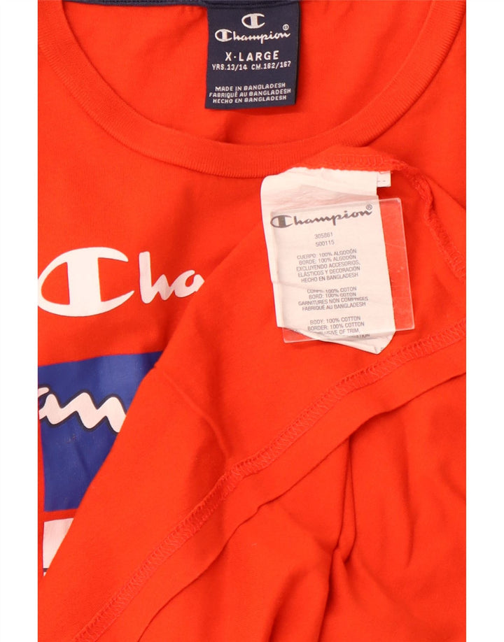 CHAMPION Camiseta gráfica para niños 13-14 años XL Naranja Colorblock Algodón