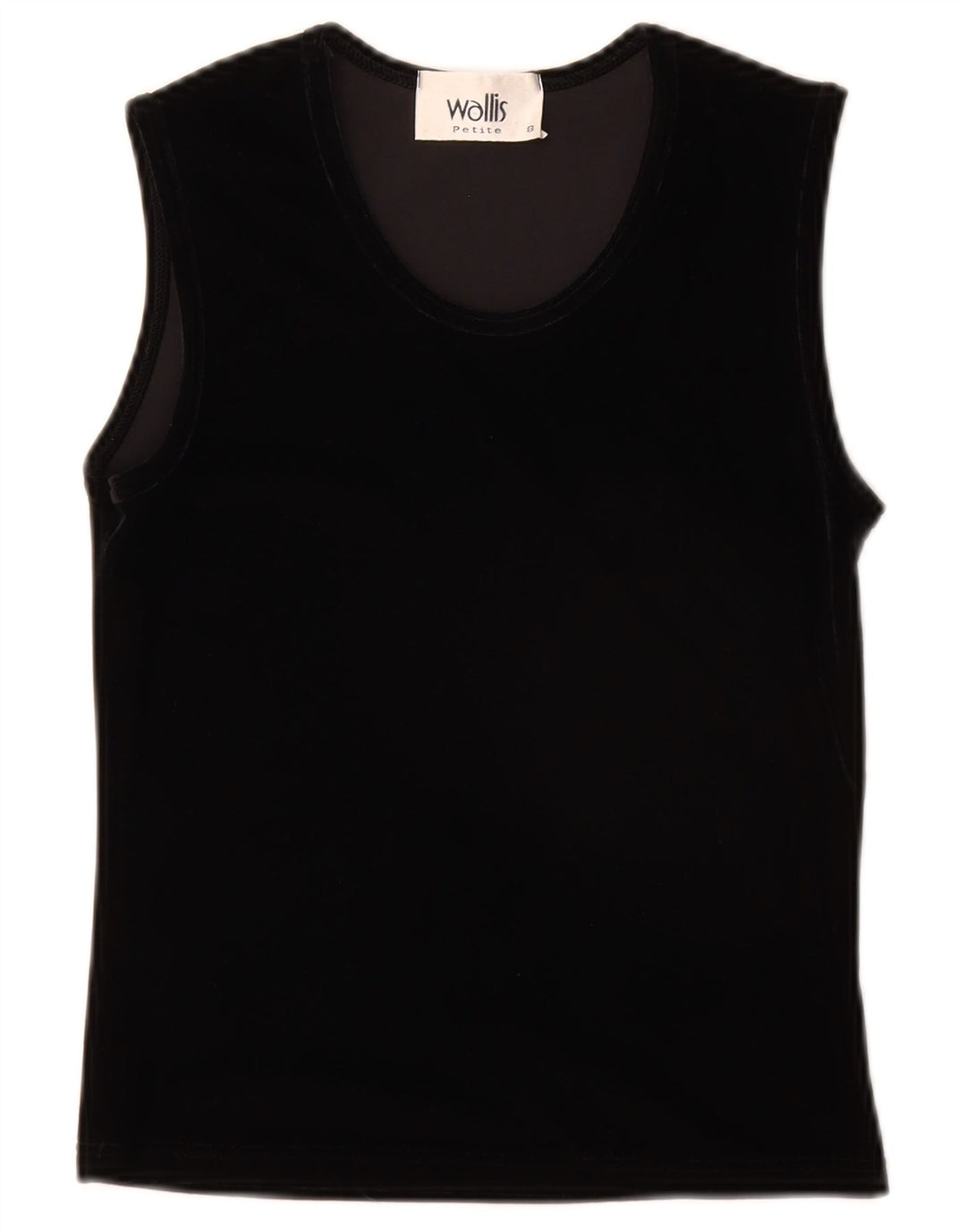 Wallis Mujer Petite Velour Chaleco Top UK 8 Pequeño Poliéster Negro