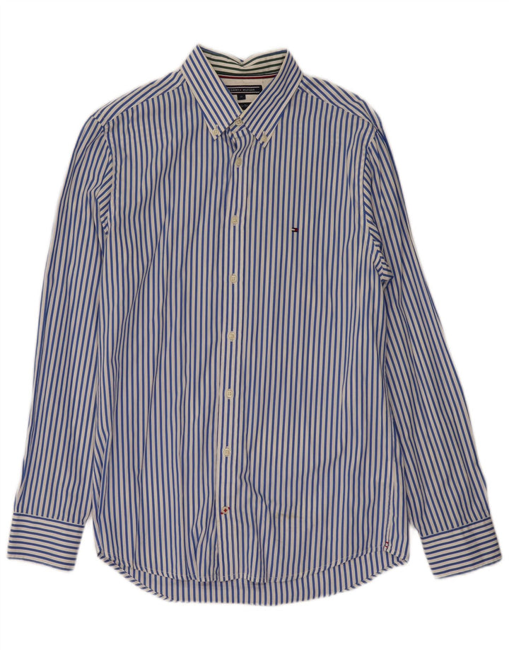 TOMMY HILFIGER Camisa de corte regular para hombre de algodón a rayas azul medio