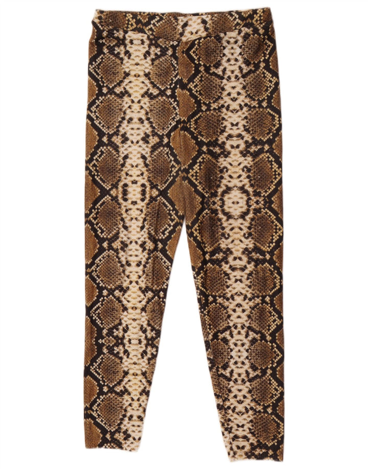 Zara Leggings para mujer Reino Unido 42 Marrón medio Estampado animal Poliéster