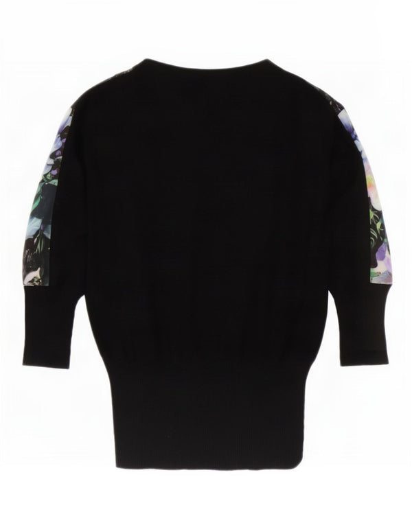 Oasis Blusa extragrande para mujer UK 6 XS Viscosa floral negra