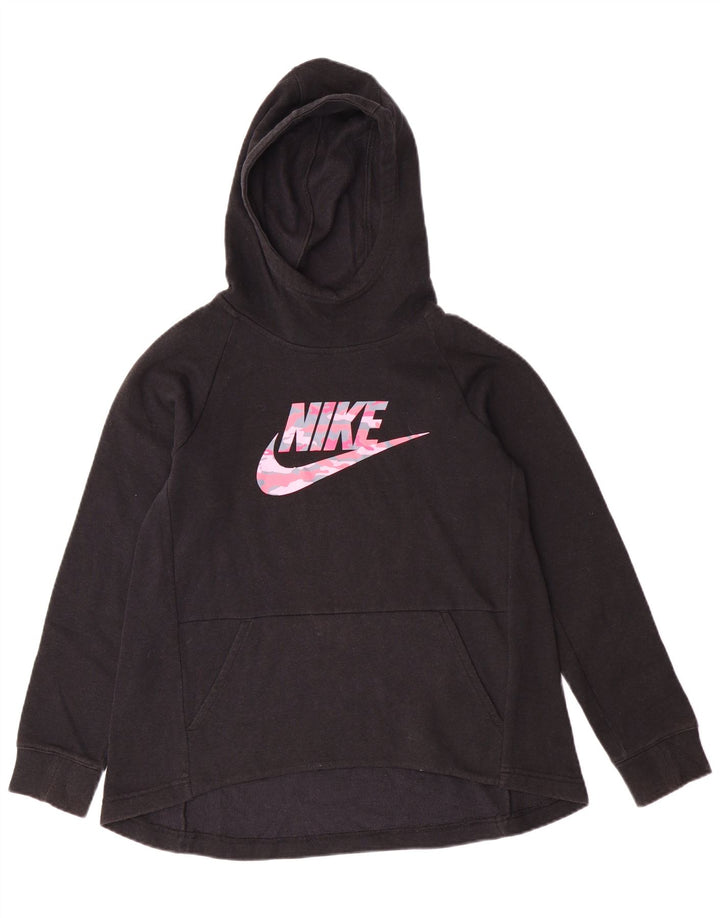 NIKE Sudadera con capucha gráfica para niñas 10-11 años Mediana Negro Algodón