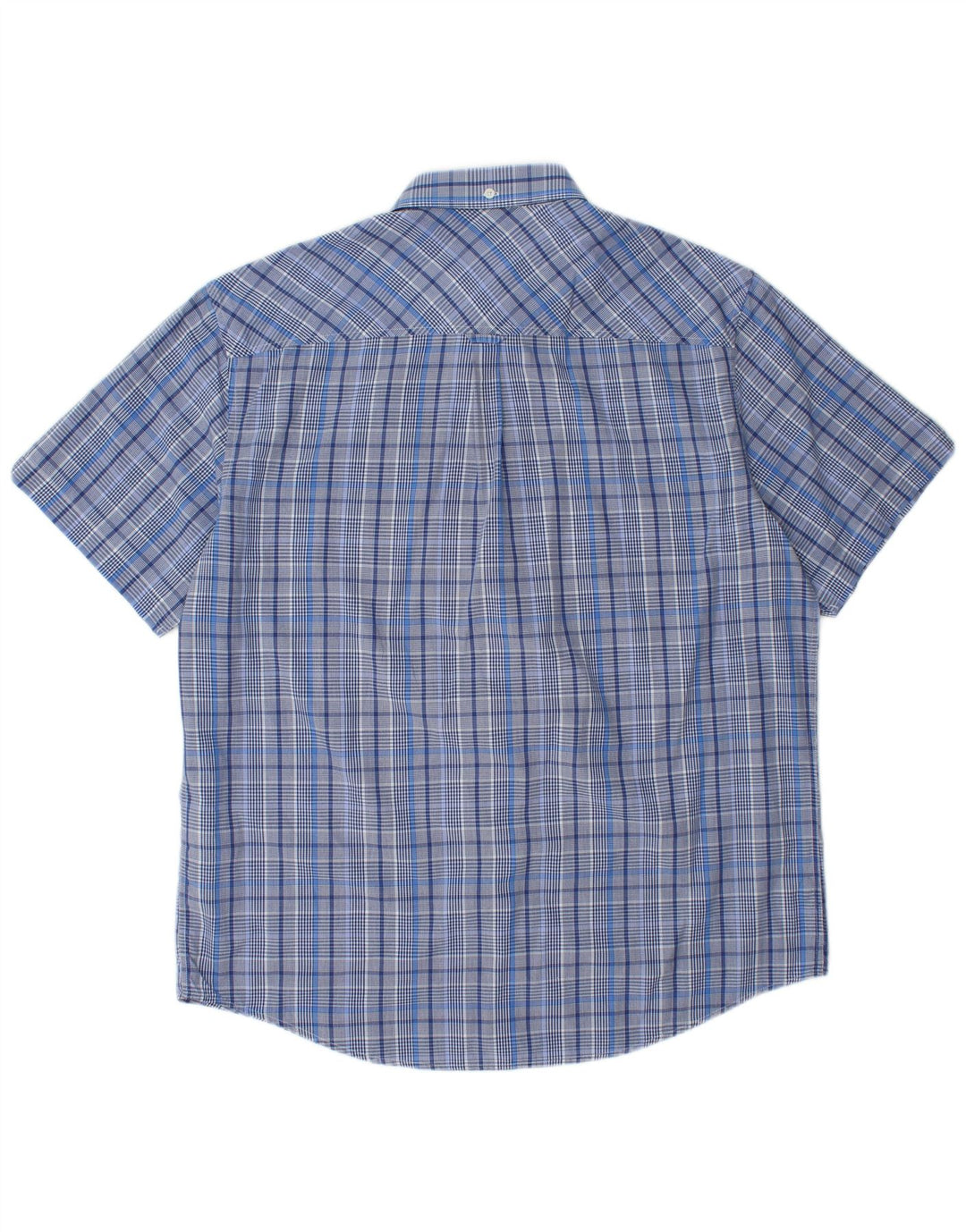 BEN SHERMAN Camisa Manga Corta Hombre XL Azul Cuadros Algodón