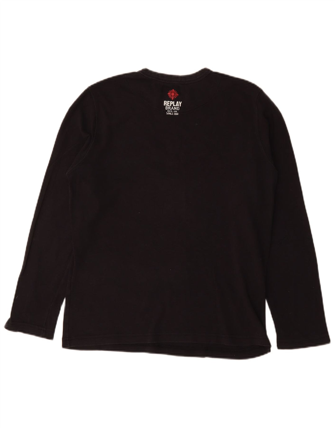 Replay Camiseta gráfica de manga larga para hombre, talla grande, color negro