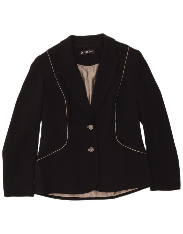 Jacques Vert Chaqueta tipo blazer de 2 botones para mujer UK 10 Small Poliéster negro