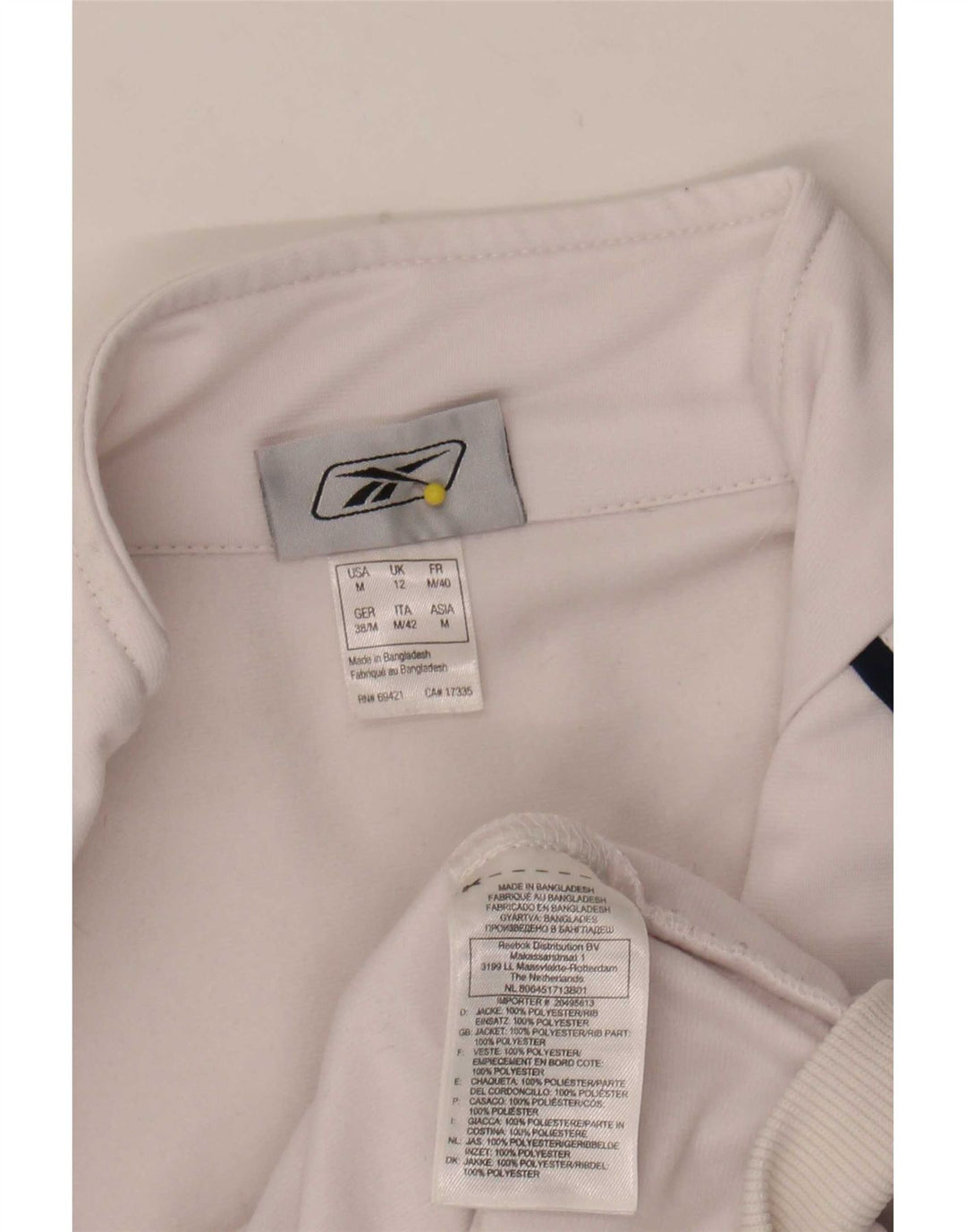 Reebok Chaqueta de chándal para mujer UK 40 Mediano Blanco Colorblock Poliéster
