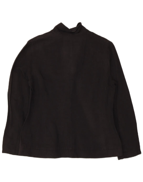 PIERRE CARDIN Chaqueta tipo blazer de 1 botón para mujer UK 42 Mediana Lino negro