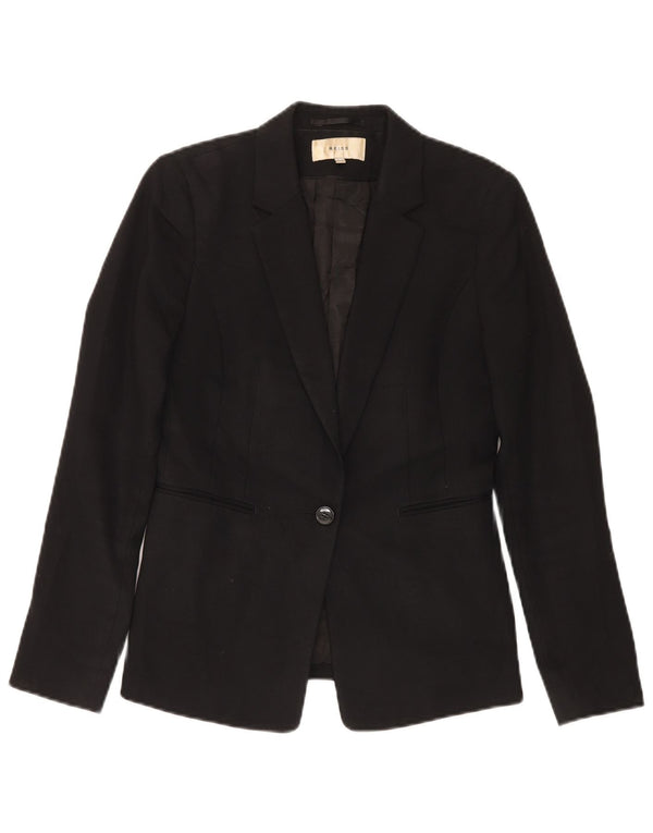 Chaqueta tipo blazer de 1 botón para mujer Reiss UK 10 Small Black Wool