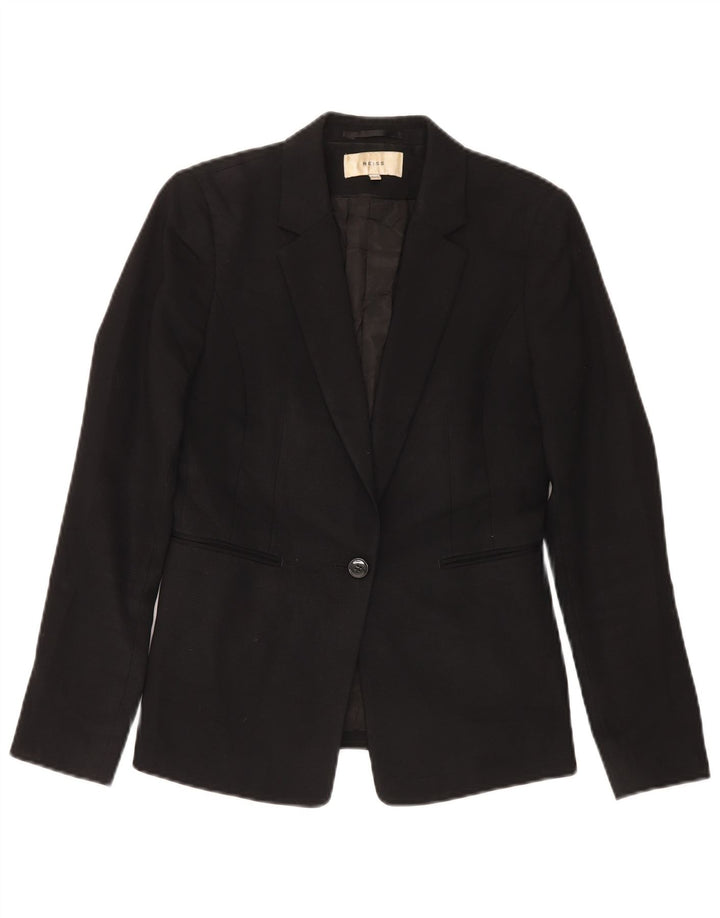 Chaqueta tipo blazer de 1 botón para mujer Reiss UK 10 Small Black Wool