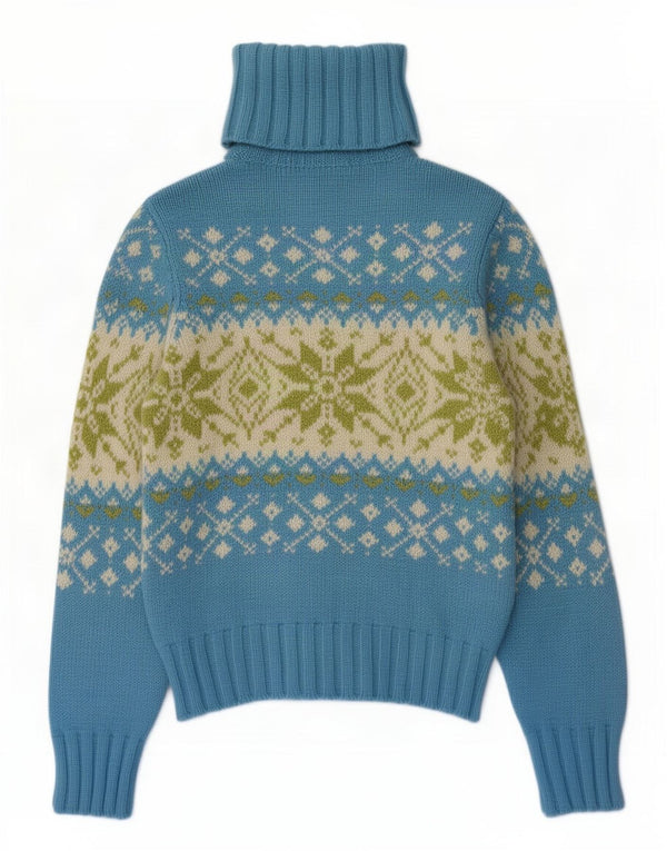 Benetton Jersey De Cuello Vuelto Para Mujer UK 8 Small Azul Fair Isle