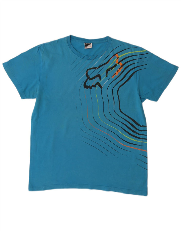 FOX - Camiseta gráfica para hombre, talla grande, algodón azul