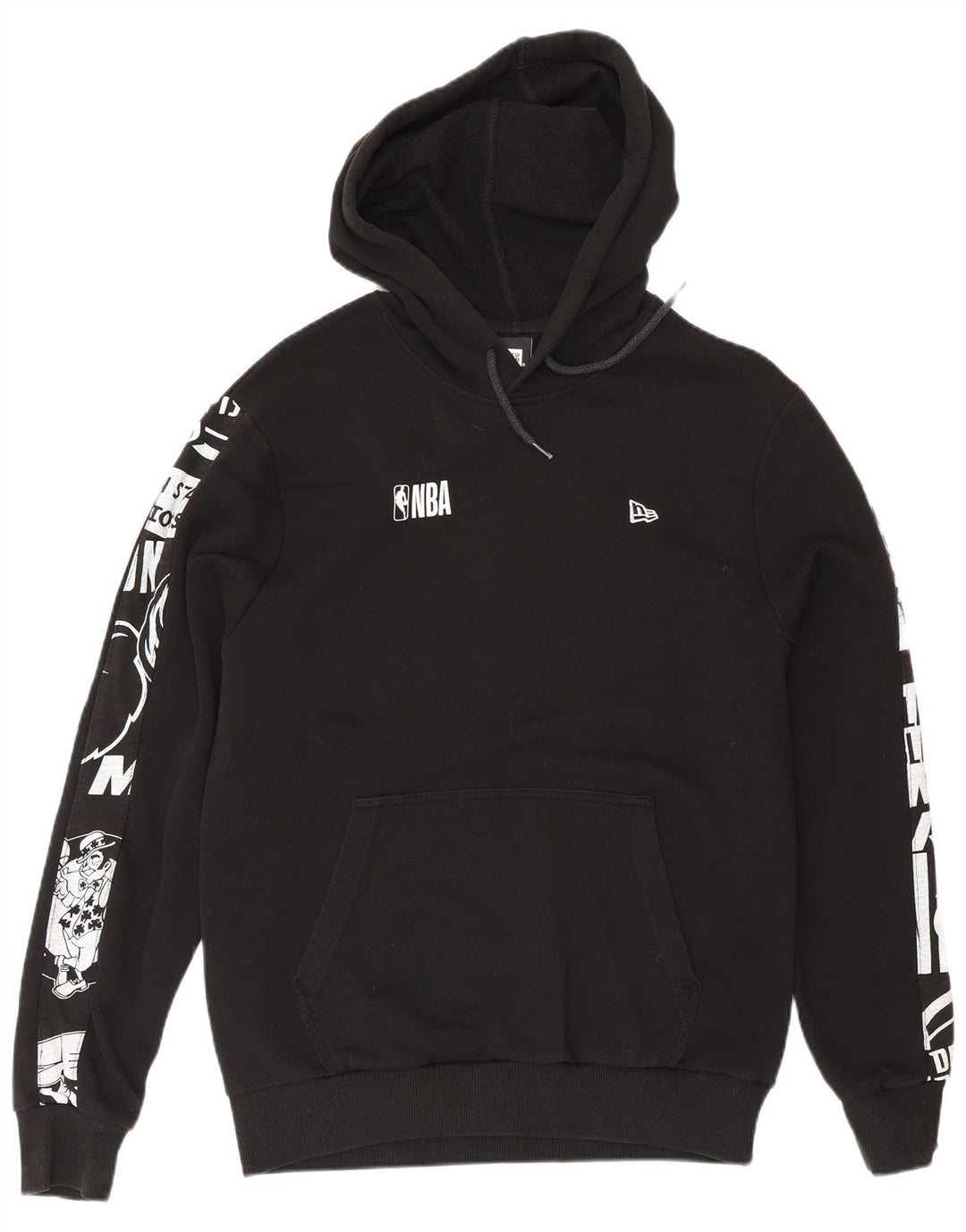 New Era NBA Graphic Sudadera con capucha para hombre, talla mediana, algodón negro