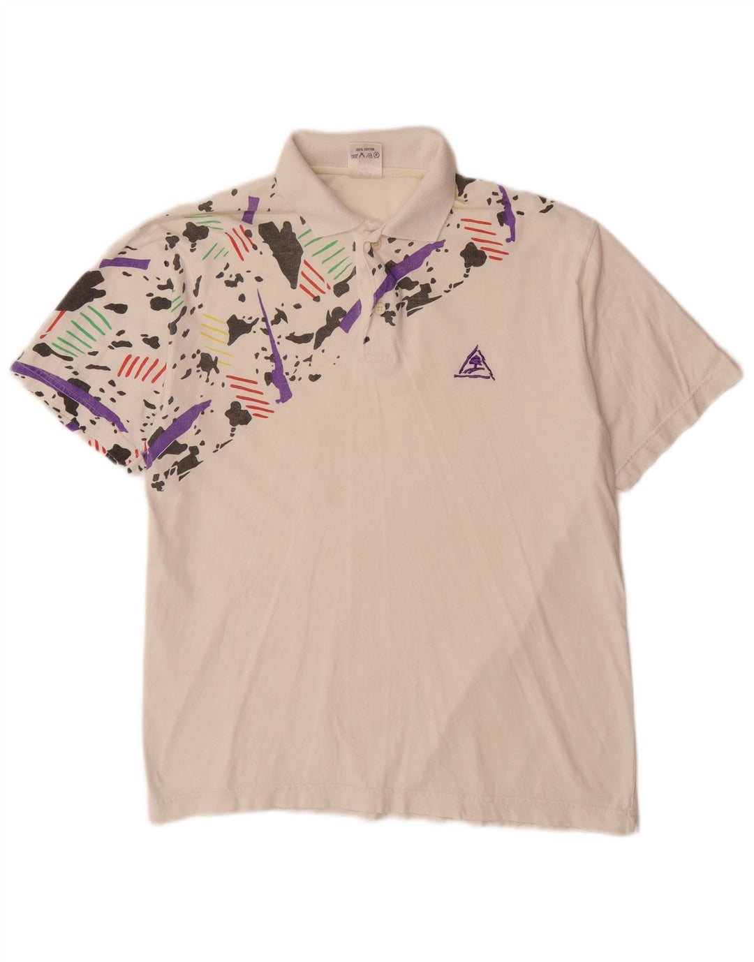 VINTAGE Polo Niño 15-16 Años Medio Blanco Camuflaje Algodón