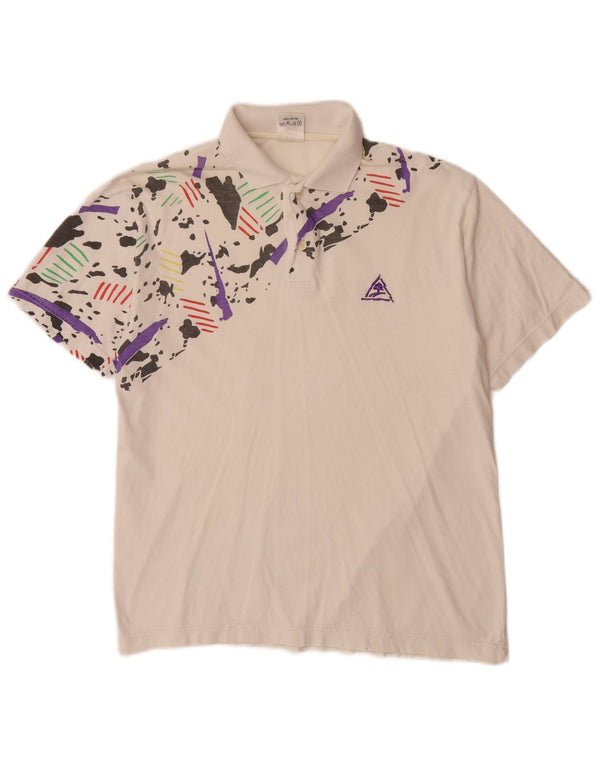 VINTAGE Polo Niño 15-16 Años Medio Blanco Camuflaje Algodón