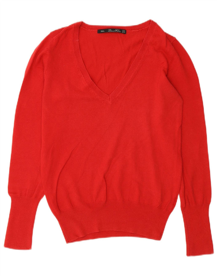Zara - Jersey con cuello en V para mujer, talla 40, color naranja mediano