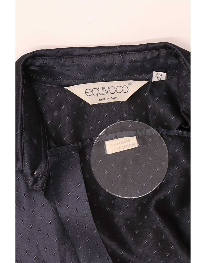 Camisa Equivoco para hombre talla 15 3/4 mediana acetato manchado azul marino