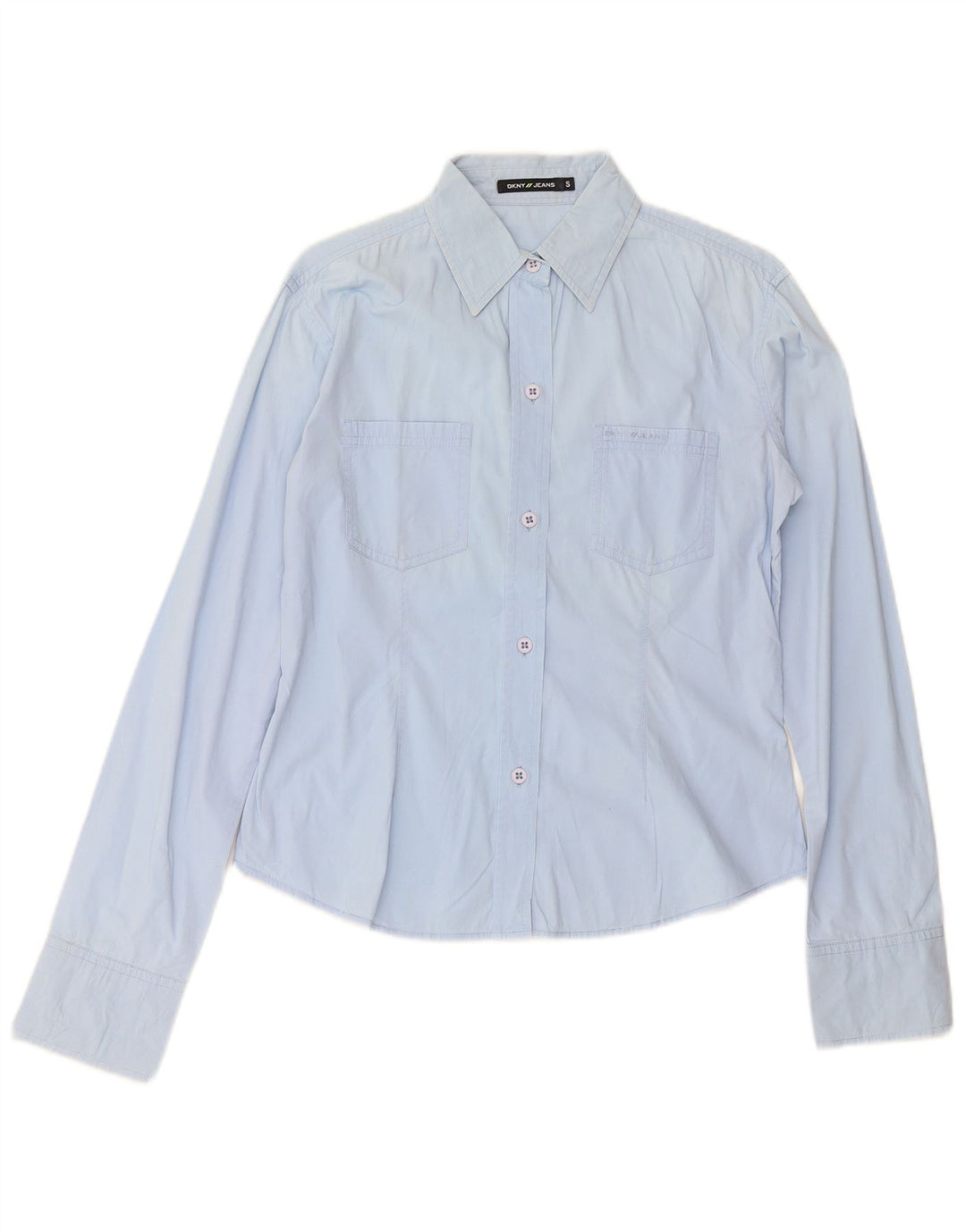 DKNY Camisa para mujer UK 10 Small Azul Algodón