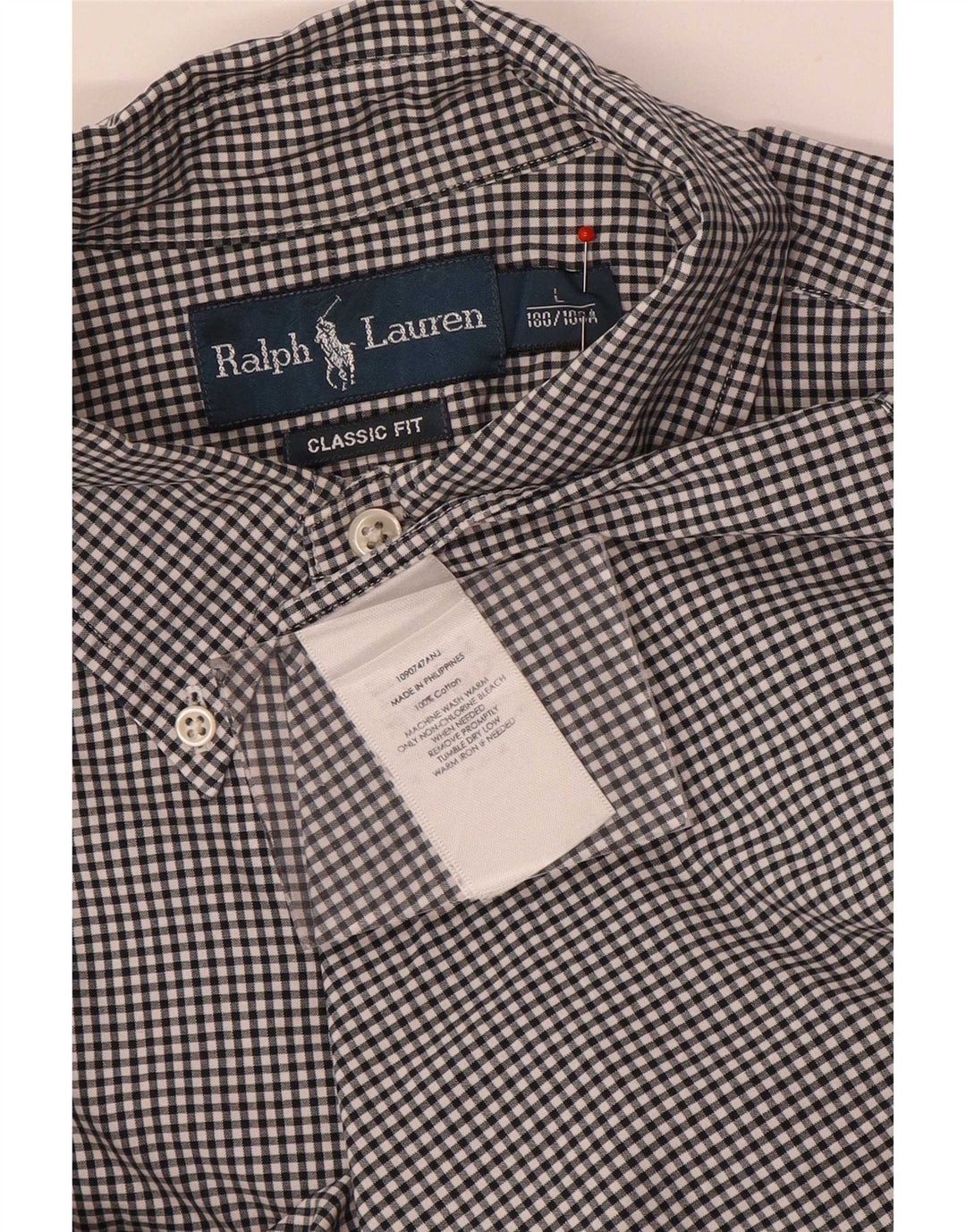 Ralph Lauren - Camisa de corte clásico para hombre, talla grande, algodón a cuadros, color negro