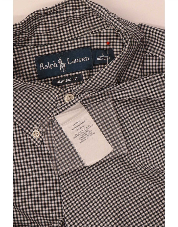 Ralph Lauren - Camisa de corte clásico para hombre, talla grande, algodón a cuadros, color negro
