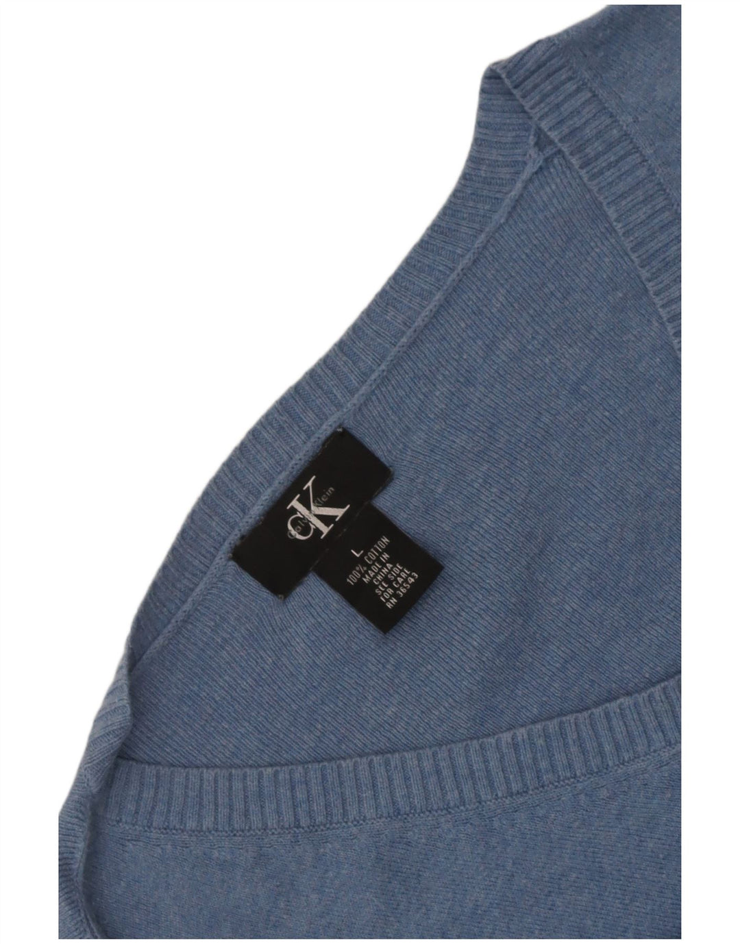Calvin Klein - Jersey con cuello en V para hombre, talla grande, algodón azul
