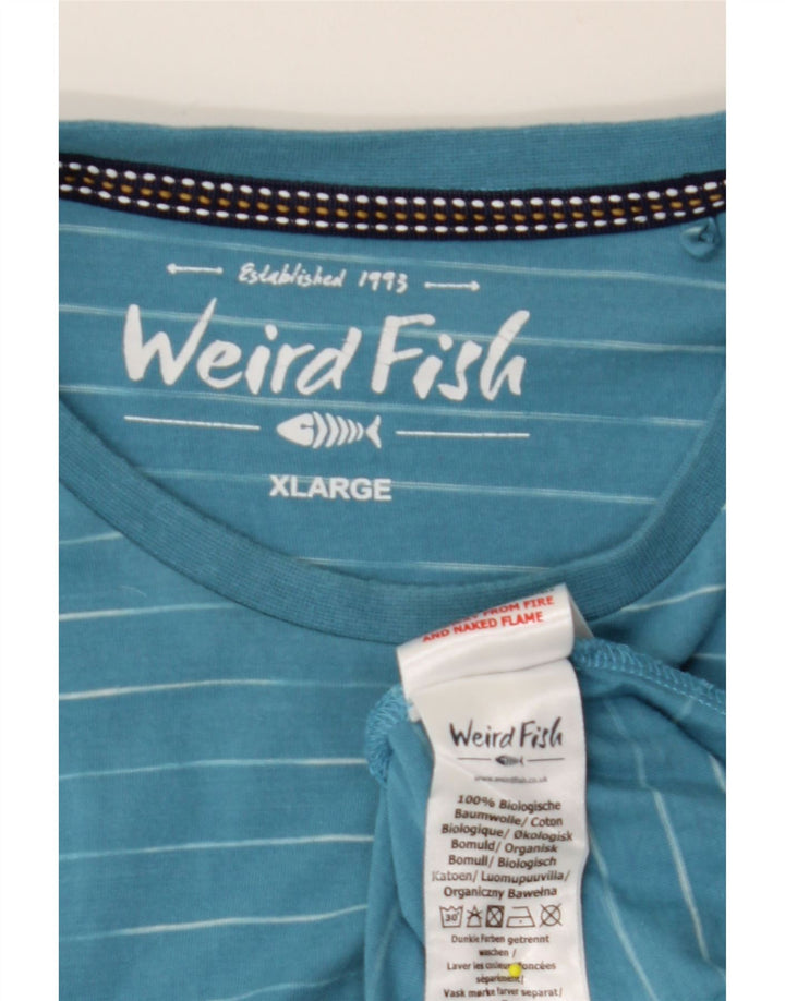 WEIRD FISH Camiseta Hombre Top XL Algodón Rayas Azul
