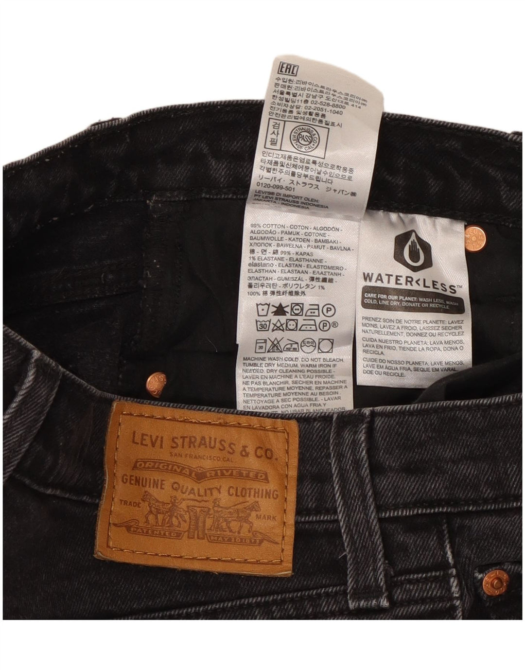 Shorts Vaqueros Levi's Mujer W29 Algodón Negro Mediano