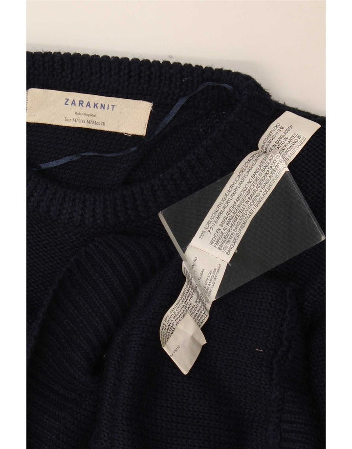 Zara - Jersey extragrande con cuello barco para mujer, talla 40, talla mediana, azul marino
