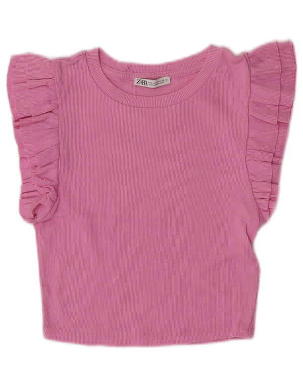 Zara Mujer Crop Camiseta Top UK 40 Medium Pink
