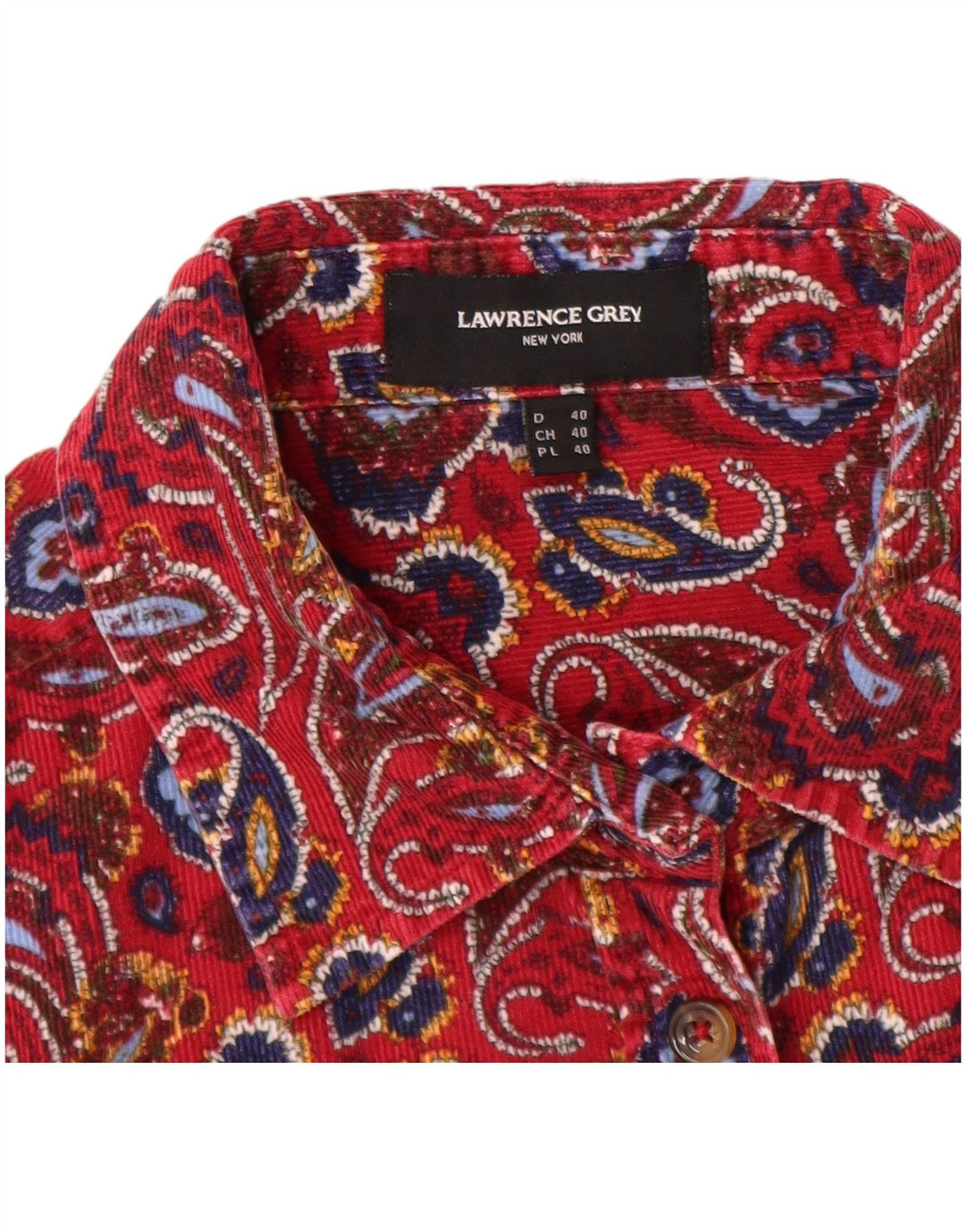 LAWRENCE GREY Camisa de pana para mujer EU 40 Algodón Paisley rojo mediano