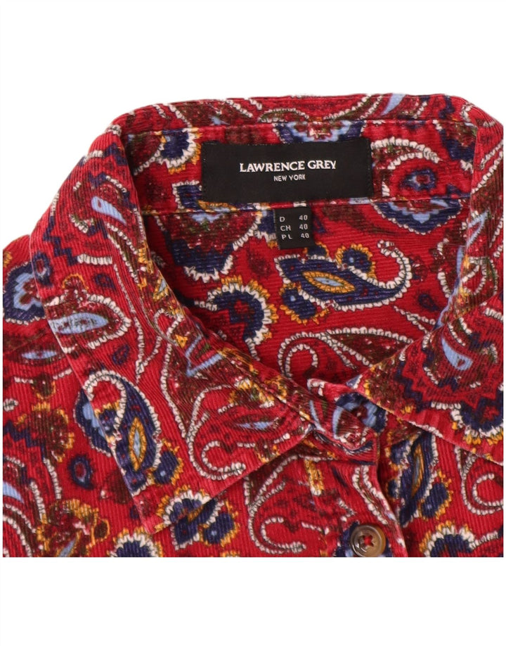 LAWRENCE GREY Camisa de pana para mujer EU 40 Algodón Paisley rojo mediano