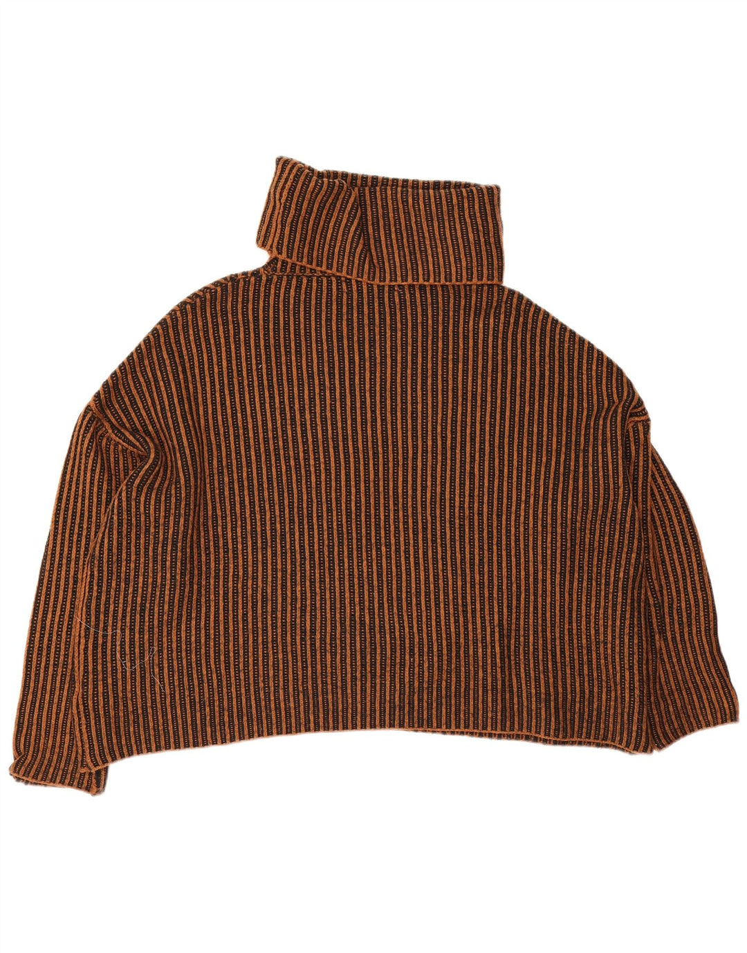 Zara Jersey oversize con cuello vuelto para mujer, talla 44, color marrón medio a rayas