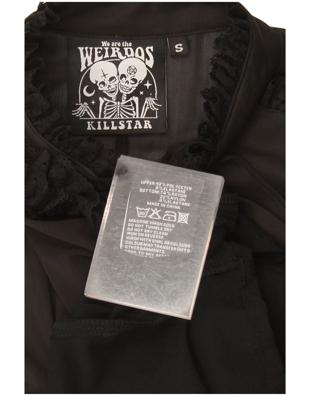 KILLSTAR Vestido largo de manga larga para mujer UK 8 Small Negro Colorblock