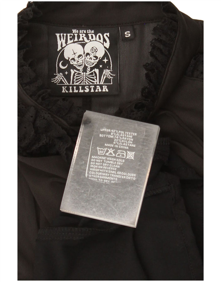 KILLSTAR Vestido largo de manga larga para mujer UK 8 Small Negro Colorblock