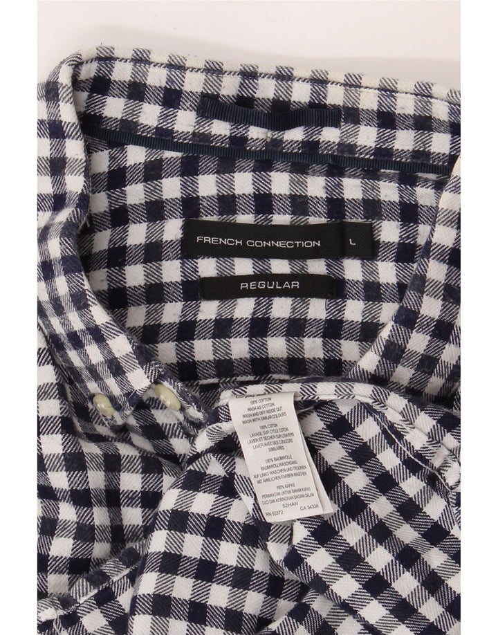 FRENCH CONNECTION Camisa de franela regular para hombre, talla grande, color azul marino