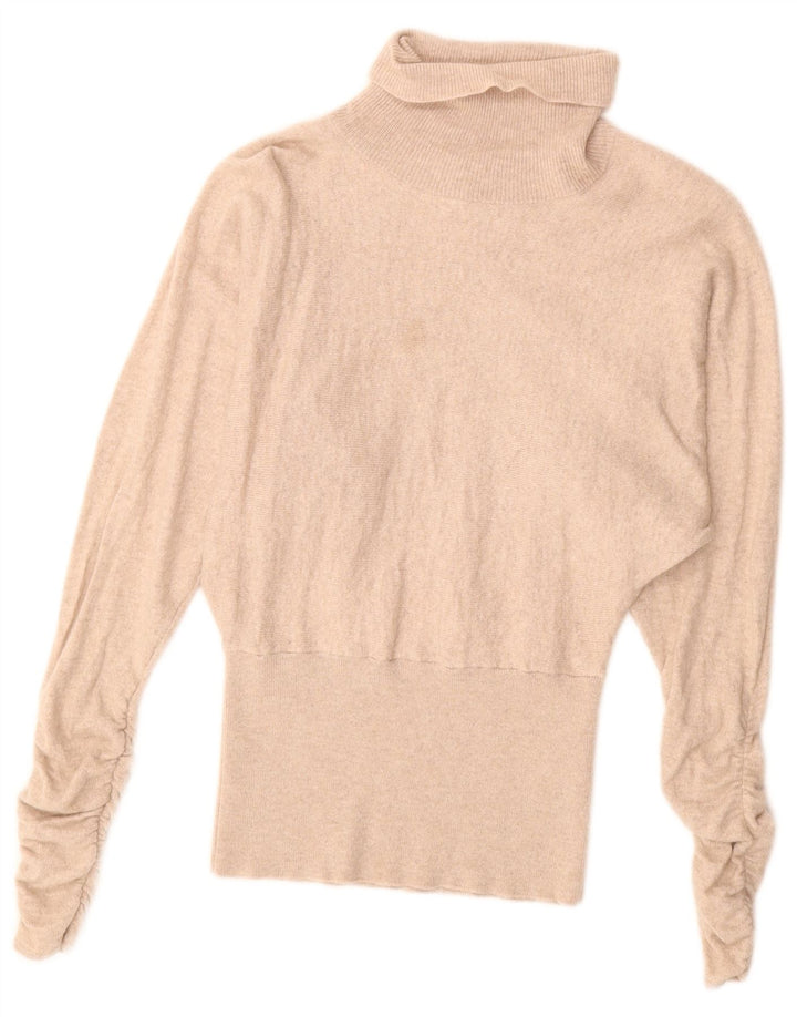 Reiss Mujer Batwing Roll Neck Jumper Sweater UK 10 Small Beige Lana