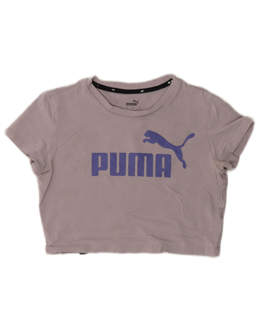 Puma Mujer Crop Graphic Camiseta Top UK 10 Small Gris