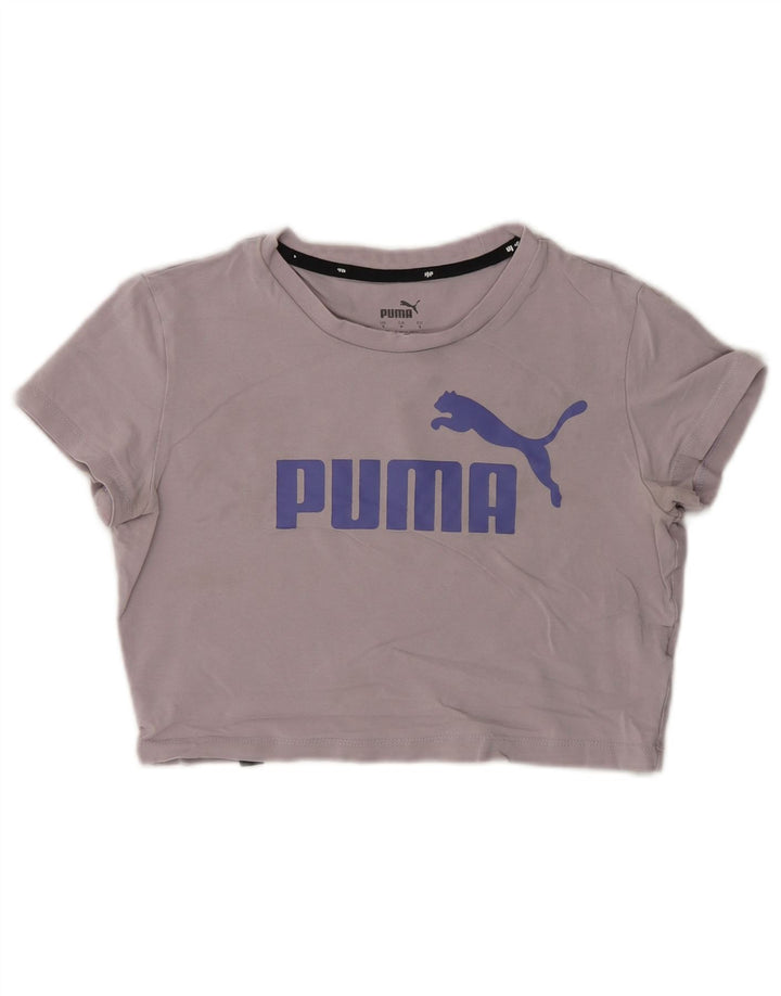Puma Mujer Crop Graphic Camiseta Top UK 10 Small Gris